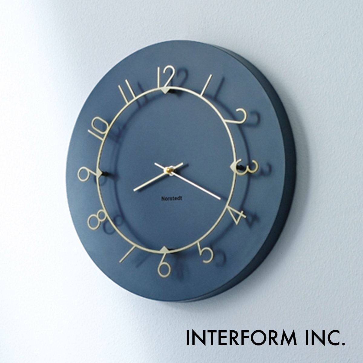 Luu ルウ ウォールクロック 【ネイビー】 CL-4317 NV INTERFORM インターフォルム 壁掛け時計 インテリア 北欧 モダン スイープムーブメント 連続秒針 静音 おしゃれ ジオメトリック【沖縄・離島 お届け不可】