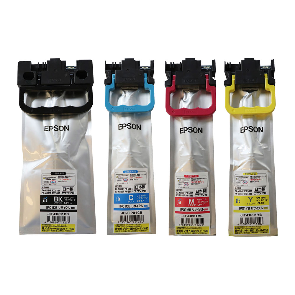 IP01KB/IP01CB/IP01MB/IP01YB対応 ジット リサイクルインク 4色セット JIT-EIP01BB/JIT-EIP01CB/JIT-EIP01MB/JIT-EIP01YB エプソン対応 【沖縄・離島 お届け不可】 【代引不可】｜mitashop