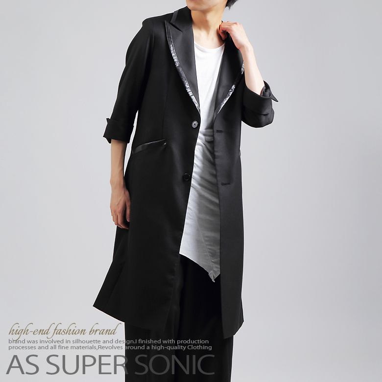 【日本製 アウトレット 在庫限り】コート 七分袖 ロング丈 メンズ ジャケット モード系 AS SUPER SONIC|AS SUPER SONIC /mitezza