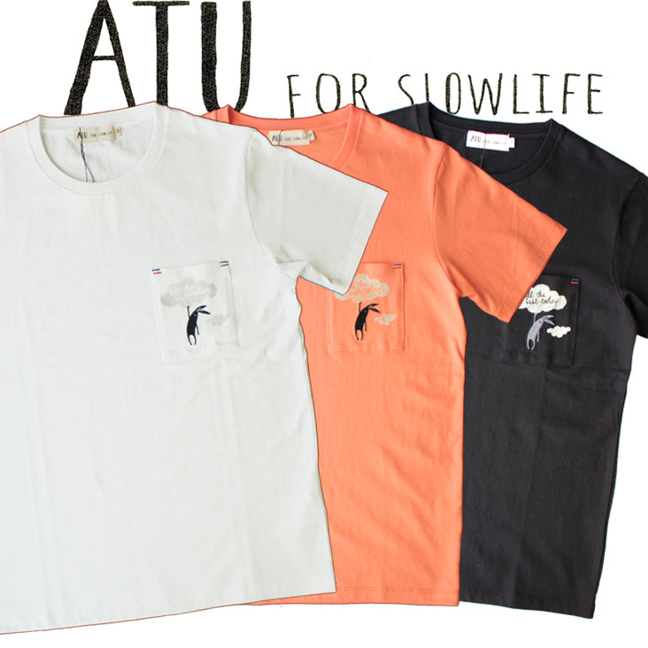 楽天市場 Atu For Slowlife エーティーユーフォースローライフ Tシャツ 半袖 ポケット かわいい カップル キャラクター ミトマン楽天市場店