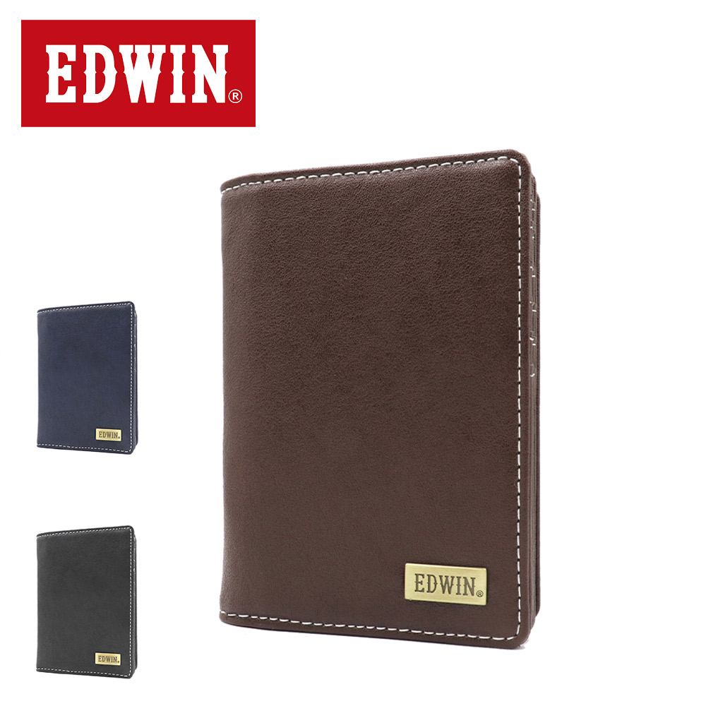 EDWIN 財布 二つ折り財布 深札入れ 小銭入れ付き 薄型 エドウィン 22269324 【メール便対応商品】