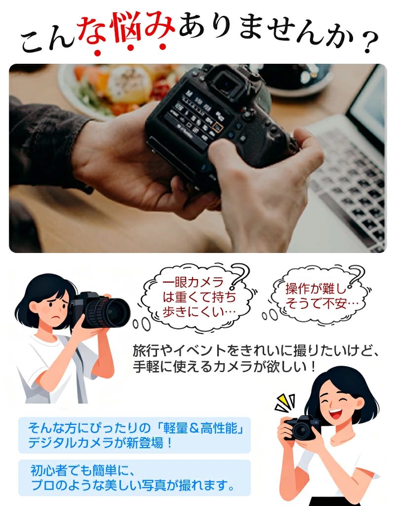 【百貨店大売り出し】 ディジカメ WIFI相応う 180度回転させる 6K 7500万絵素 デジタル写真機 写真機 回遊 コンデジ 日本製心付け スマホに送れる 64GBSD歌留多付き添い人