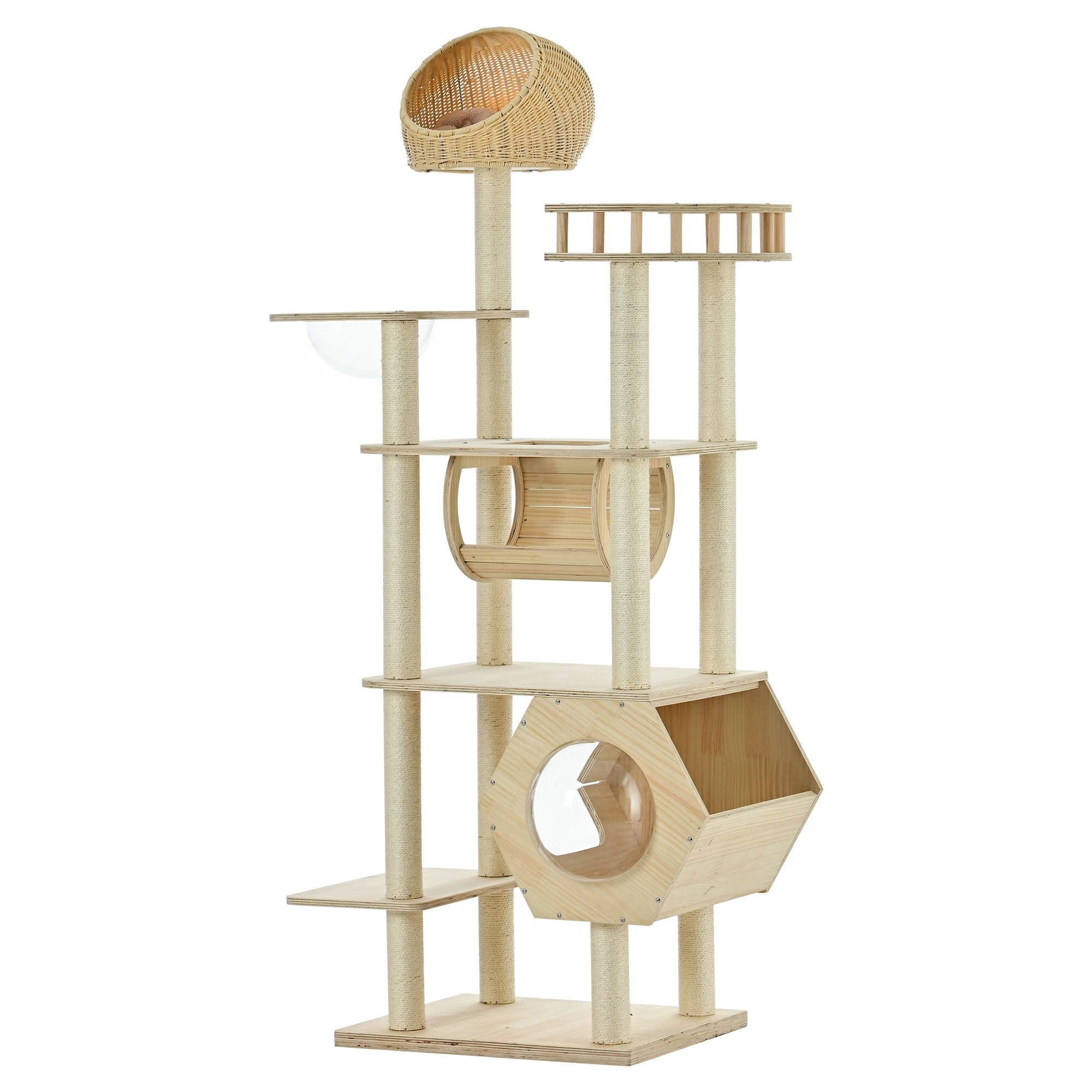 キャットタワー 猫タワー キャットツリー 据え置き ランニングホイール付き