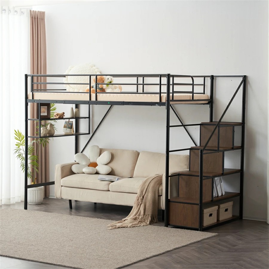 楽天市場】【新品】ホワイト ロフトベッド パイプベッド シングル 木