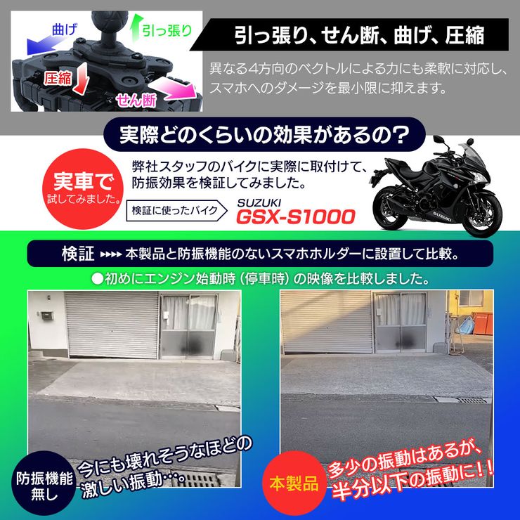 最大42%OFFクーポン 防振 バイク スマホホルダー 振動吸収 バイク用スマホホルダー スマホ 振動 対策 1年保証 スマートフォンホルダー バイク用  二輪 オートバイ 自転車ホルダー 携帯ホルダー condominiotiradentes.com