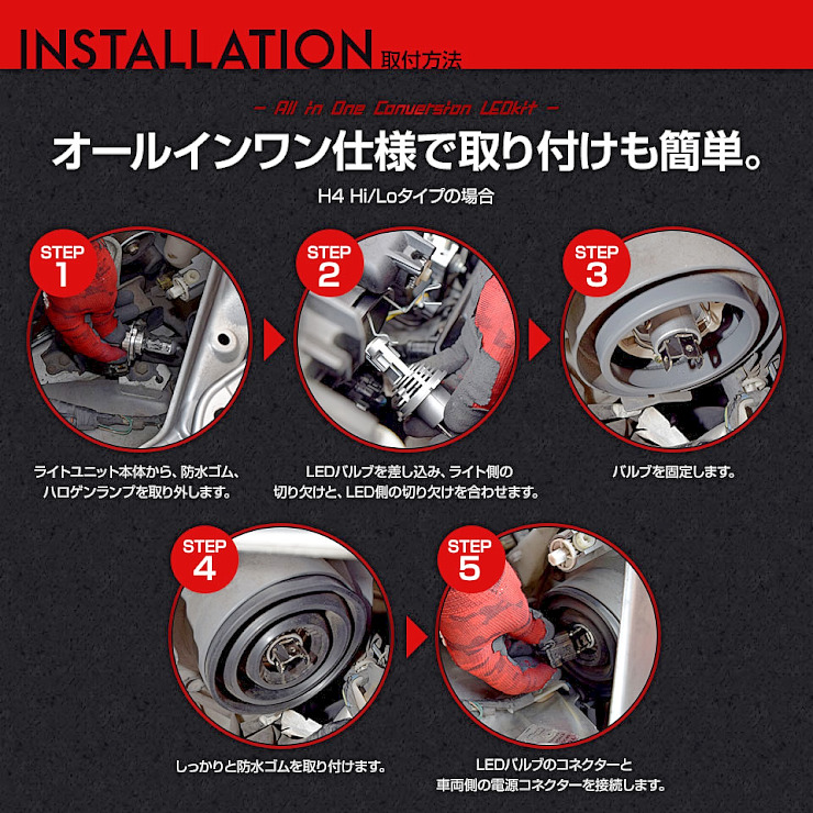 楽天市場 Ledヘッドライト 車検対応 H4 Hi Lo H8 H11 Hb3 Hb4 100lm 最強 ルーメン オールインワン バラスト不要 12v 24v 防水 Led S4 送料無料 コンビニ受取対応商品 オートワールド