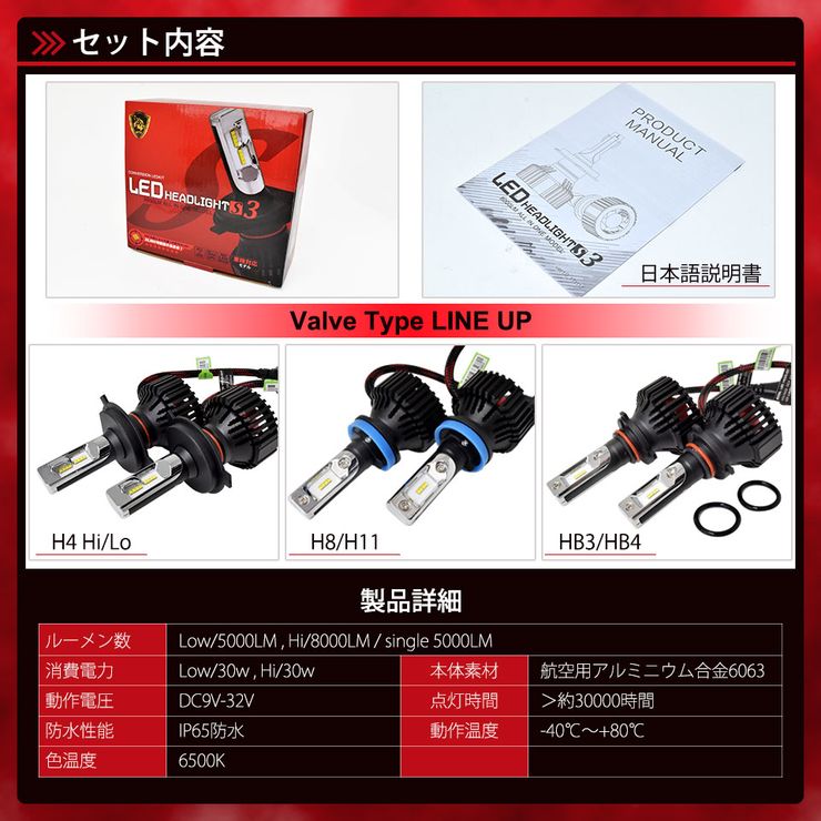 楽天市場 ランキング1位 Ledヘッドライト 車検対応 H4 Hi Lo H8 H11 Hb3 Hb4 8000lm 最強 ルーメン オールインワン バラスト不要 12v 24v 防水 Led S3 送料無料 コンビニ受取対応商品 オートワールド