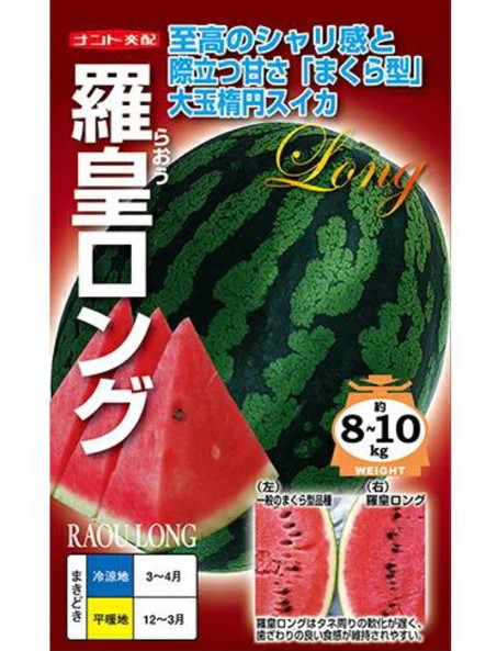 羅皇ロング スイカの種 200粒入り 楽天市場】たね ナント種苗 スイカ 種子 羅皇ロング（らおうロング
