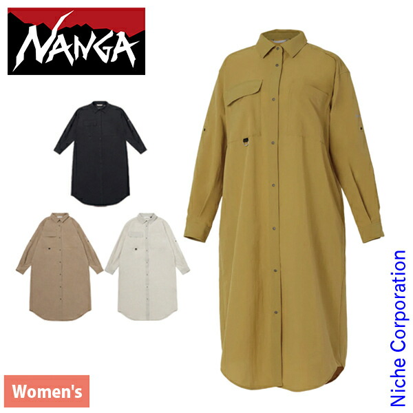 ナンガ ドットエア コンフィー ワンピース ウィメンズ NW2412-1H202-B アウトドア ウェア レディース NANGA 吸汗速乾 シャツワンピース 長袖 nocu