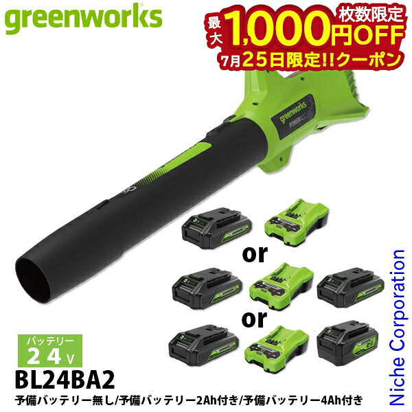 【25日は！枚数限定 最大1,000円OFFクーポン】グリーンワークス 24V バッテリー ブロワ バッテリー ・充電器付き BL24BA2 ブロア ブロアー ブロワー 電動 ハンディ 充電式｜ニッチ・リッチ・キャッチ