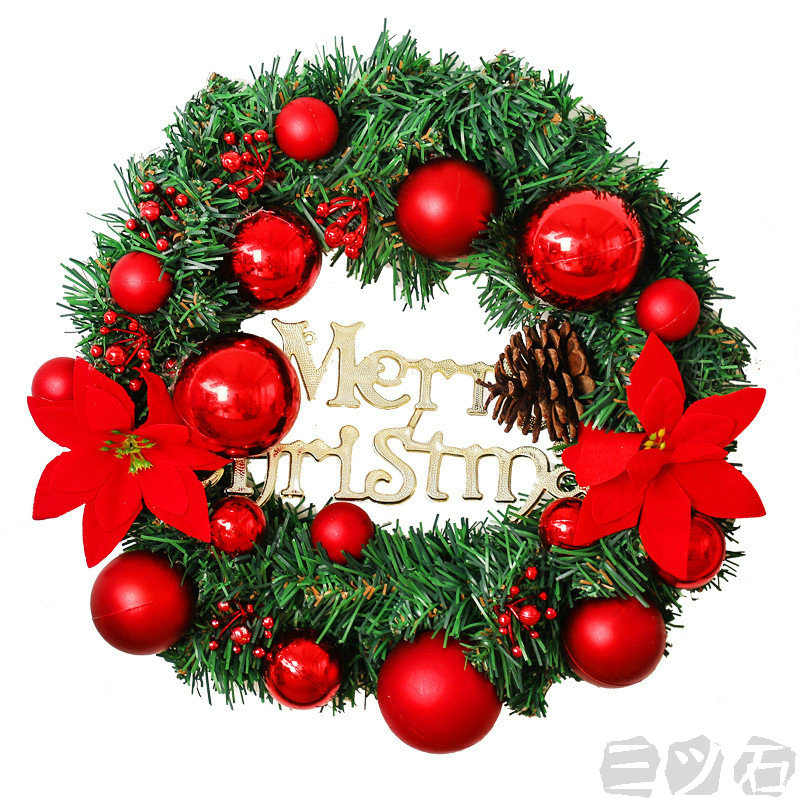 クリスマスリースX'maschristmaswreathグリーンリースナチュラルリースウィンターリース30cmインテリア店舗装飾壁飾り壁掛け玄関クリスマスリース贈り物ギフトプレゼントお祝いあす楽高級おしゃれリボン