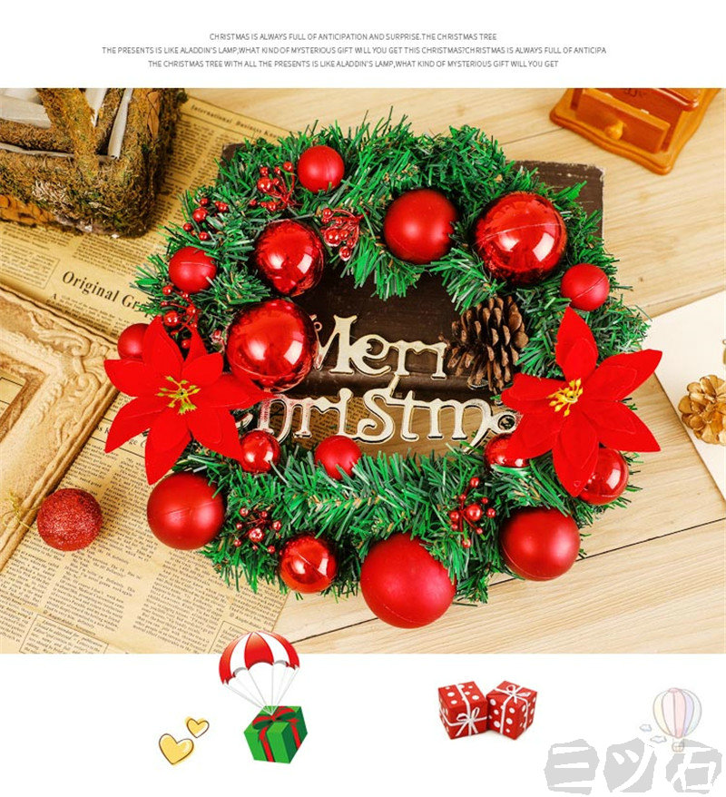 クリスマスリースX'maschristmaswreathグリーンリースナチュラルリースウィンターリース30cmインテリア店舗装飾壁飾り壁掛け玄関クリスマスリース贈り物ギフトプレゼントお祝いあす楽高級おしゃれリボン