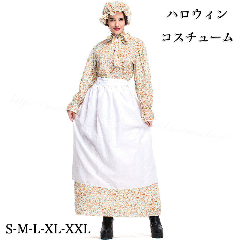 ハロウィン 衣装 ハロウィン服 大人 ワンピース レディース コスチューム ハロウイン仮装 ハロウィーン ドレス コスチューム仮装 万聖節 HAPPY HALLOWEEN おばあちゃんオオカミ プレゼント おとぎ話のテーマコスチューム パストラル 花柄ドレス THOM WILLS