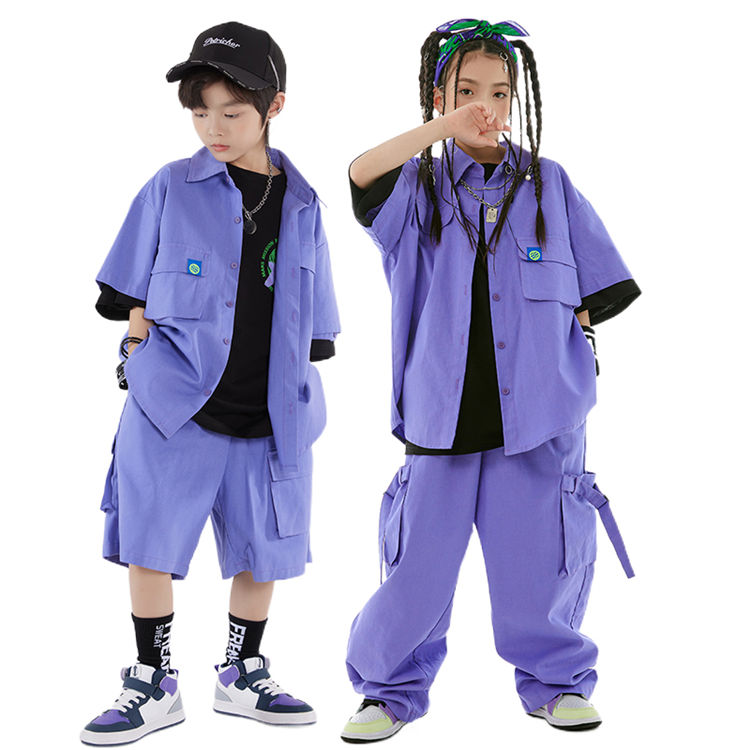 FCRB 紫 PDKジャケット パンツ セットアップ　＋半袖Tシャツ　3点セット 楽天市場】紫 シャツ ダンス衣装 キッズ ヒップホップ ハーフパンツ