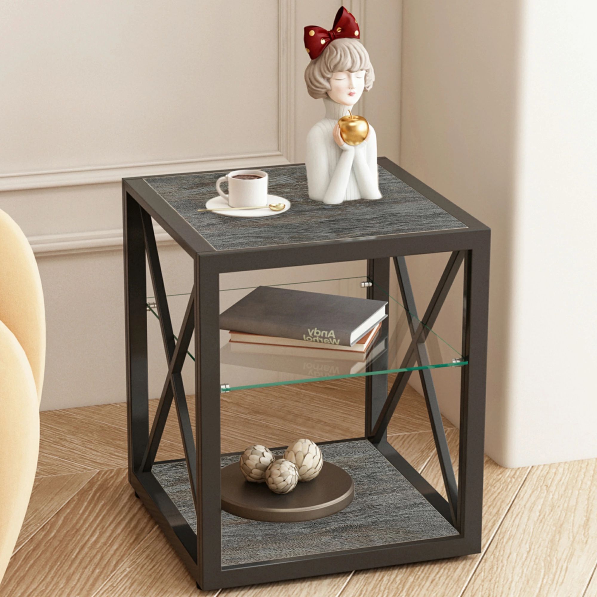 モダンなデザイン　サイドテーブル　強化ガラス　多目的 モダンなデザイン サイドテーブル 強化ガラス 多目的｜Yahoo!フリマ