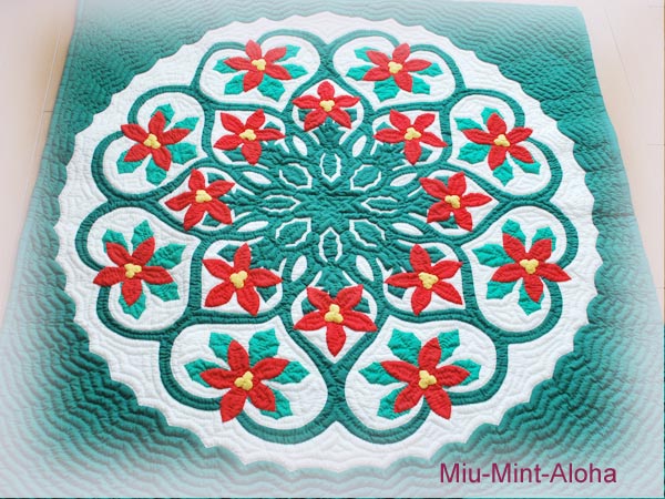 最安 送料無料 ３９ショップ ハワイのお店にも売っているハワイアンキルト かわいいフラワー系 オーダーメイド タペストリー サイズ約107ｃｍ 107cmht ハワイアンキルトのミウ ミント 今月限定 特別大特価 Jdih Natunakab Go Id