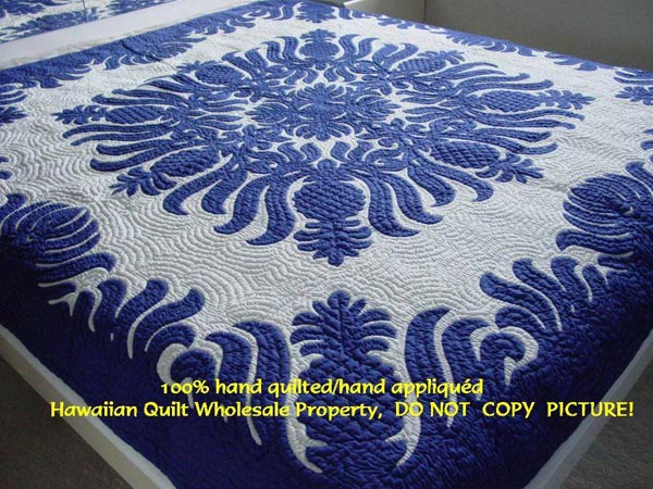 ハワイアンキルト　ベッドスプレッド　Hawaiian Quilt キルトケット Amazon｜ミウ・ミント・アロハ ハワイアンキルト しつけ済み製作