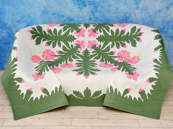 ハワイアンキルト キット しつけ済み ベッドカバー 生地 ベッドスプレッド ハンドメイド 【完成品ではございません】｜公式ハワイアンキルトのミウミント