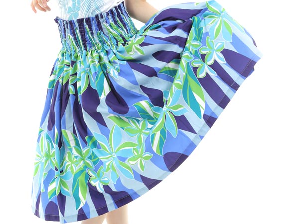 楽天市場】【送料無料】【フラダンス】花柄 リーフ柄 ブルー