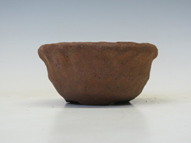 三津山健次 盆栽鉢 丸 茶/黒 切足 作家鉢 盆栽小鉢 imgrc0070346412.jpg
