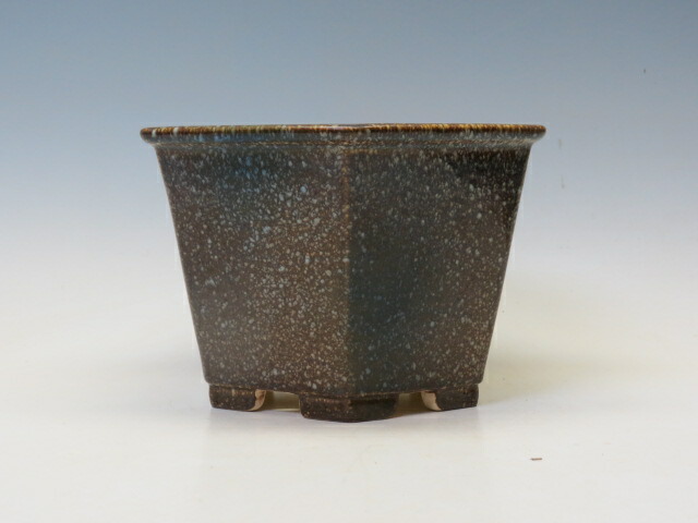 鴻陽楕円鉢 盆栽鉢 常滑 鴻陽 小型 長辺 約15.6cm 楕円鉢 釉薬 現品 中古