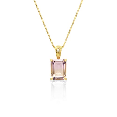K18イエローゴールド 天然 色薄 アメトリン ＆ ダイヤモンド バゲットカット ネックレス 美輪宝石 ミワホウセキ miwahouseki 送料無料