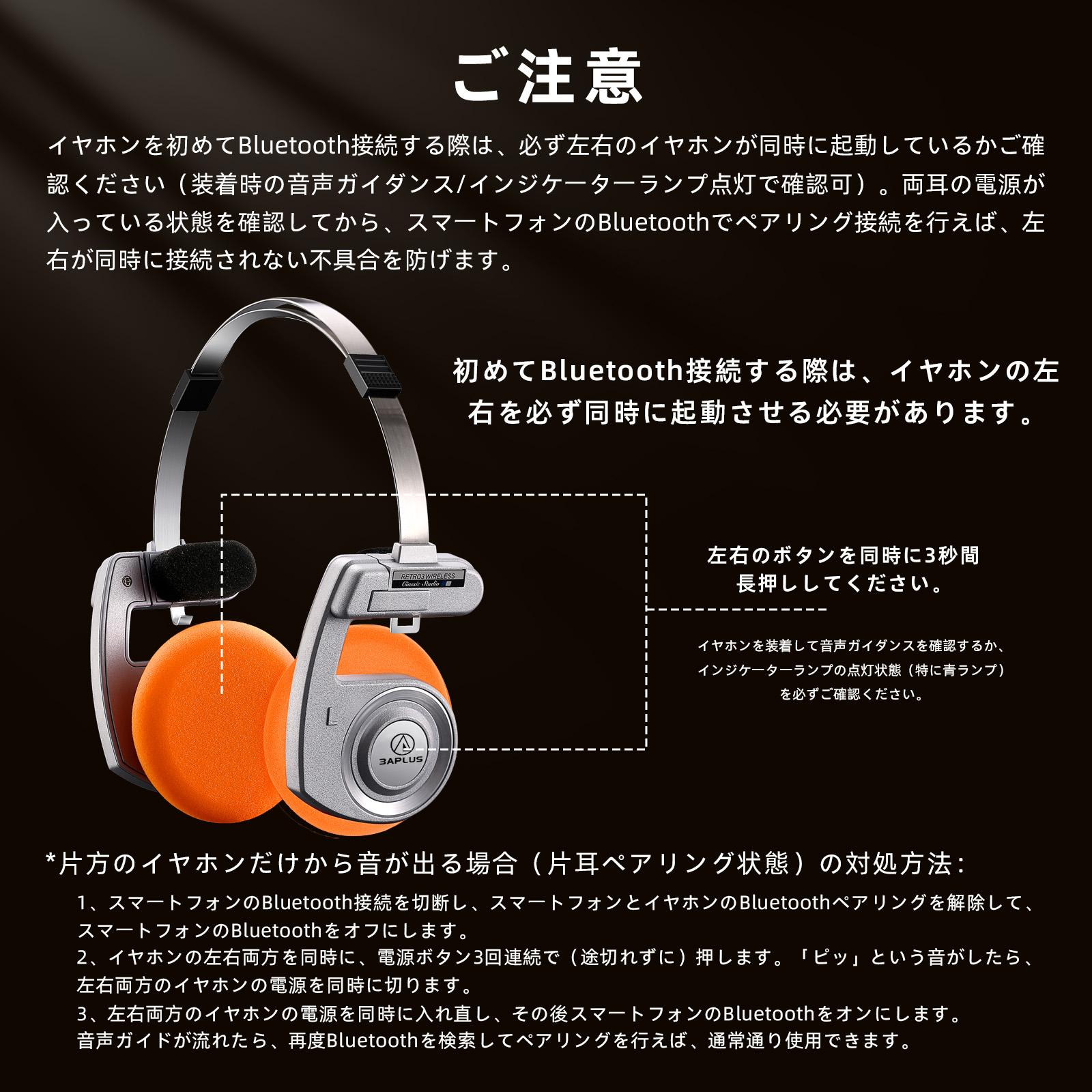 3APLUS Retro Bluetoothヘッドホン オープン型 ワイヤレス
