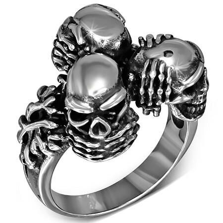 三猿スカルステンレス指環 Rmt436 号 29号 31号 小気味好いドクロの指輪 立体 特殊 サージカルステンレス316l メンズ レディース アヴェックリング 奉呈 贈もの 3匹 3個 3人格者 おもしろ 野ざらし 骸骨 がい骨 エテ公 山猿 獣 4つ脚 Hotjobsafrica Org