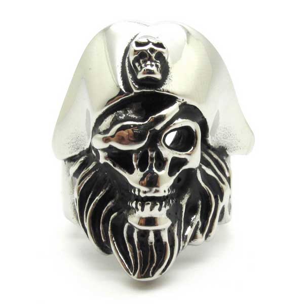 パイレーツスカルステンレスリング Era058 サイズ 28号 31号 海賊ドクロの指輪 おもしろ 大きいサイズ 立体 リアル サージカルステンレス316l メンズ レディース ペアリング プレゼント ギフト 彼氏 男性 髑髏 骸骨 ガイコツ ユニーク 中指 親指 人差し指 Crunchusers Com