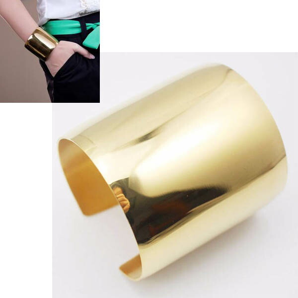 内祝い エクストラワイド ステンレス バングル ゴールド アームレット 腕輪 サージカルステンレス316l メンズ レディース 腕輪 手首 アクセサリー 二の腕 フリーサイズ 腕 ブレスレット 固定型 リング型 プレゼント ギフト 長い 金メッキ シンプル 結婚式 パーティ