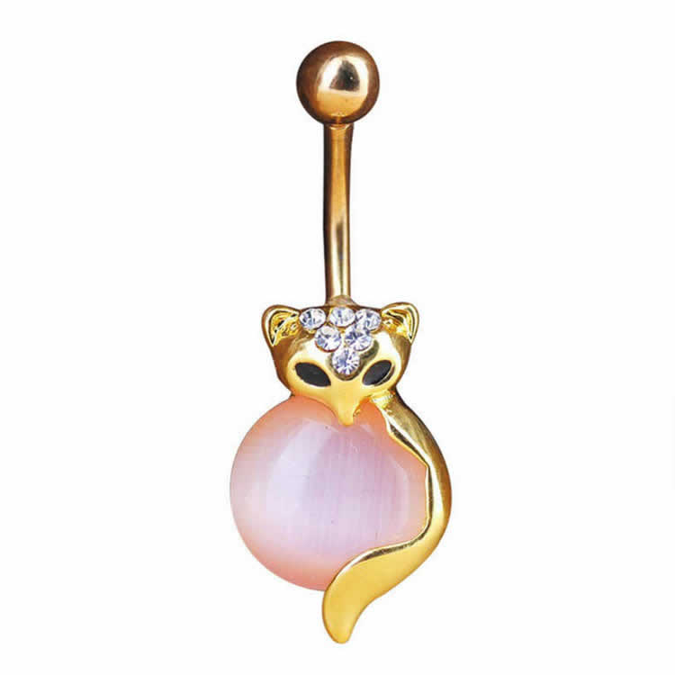 【楽天市場】フォックス へそピアス 14G 14ゲージ ゴールド 金メッキ 狐 キツネ ピンク キャッツアイ アニ...