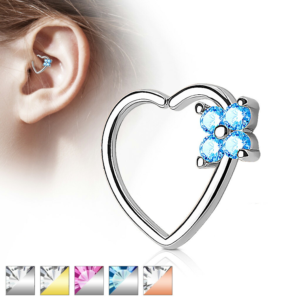 【極美品】ハート型クリスタルピアス 楽天市場】[ハート型ボディピアス 16G] クリスタルハート シームレス