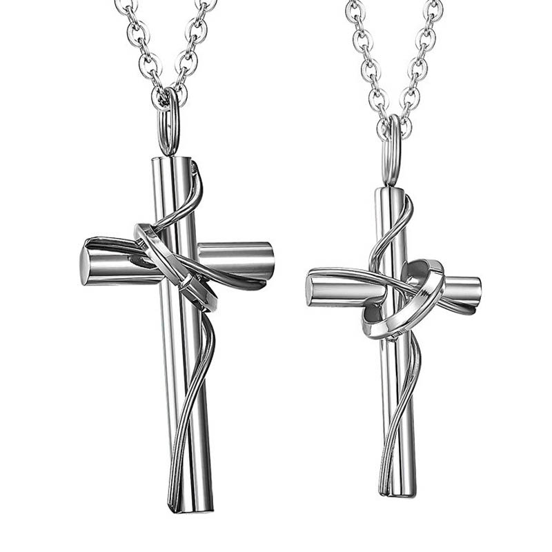 楽天市場】十字架リングネックレス 大 シルバー ステンレス シンプル
