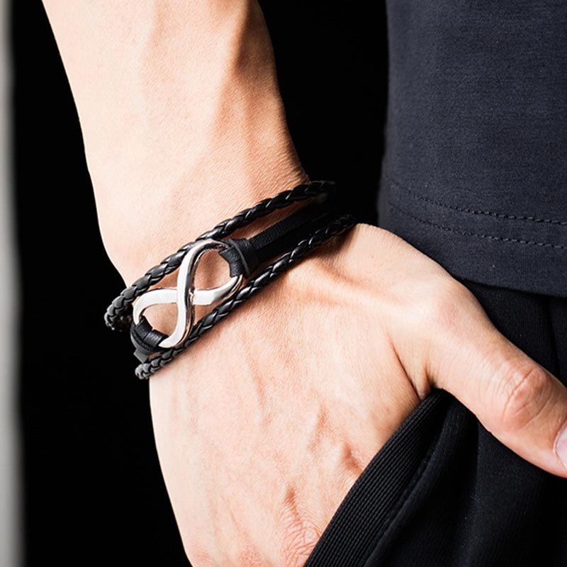 楽天市場】エックス3連ラップブラックレザーブレスレット 黒革 黒い皮