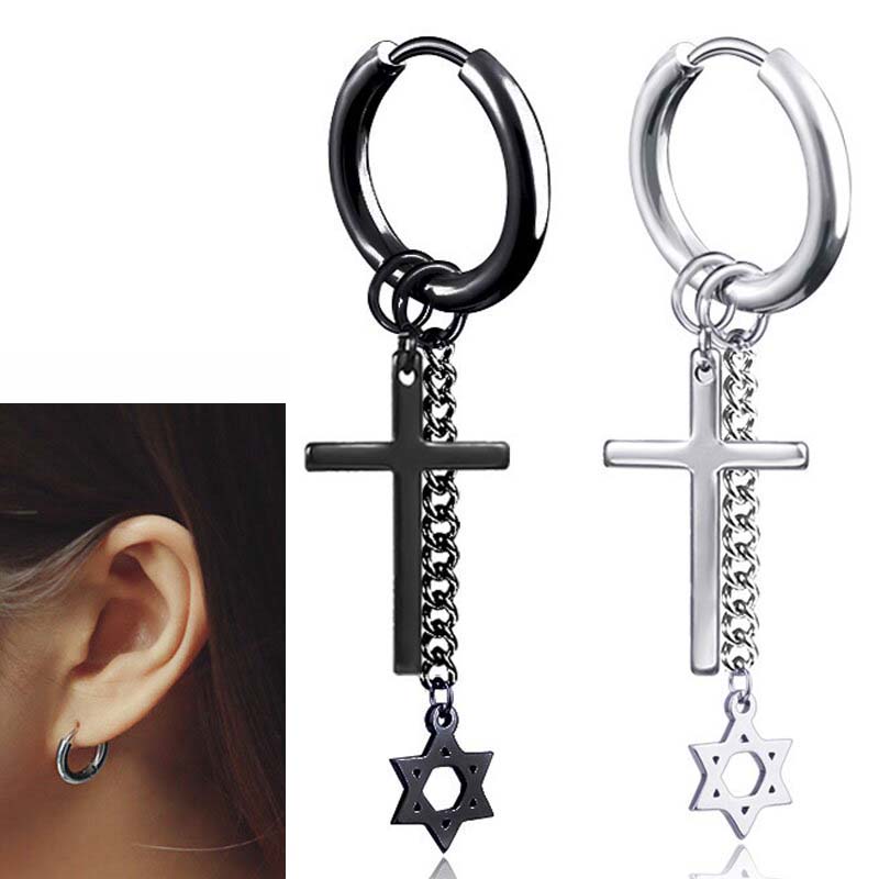 クロス型チャーム付きフープピアス se595xxxxxxxx_1.jpg