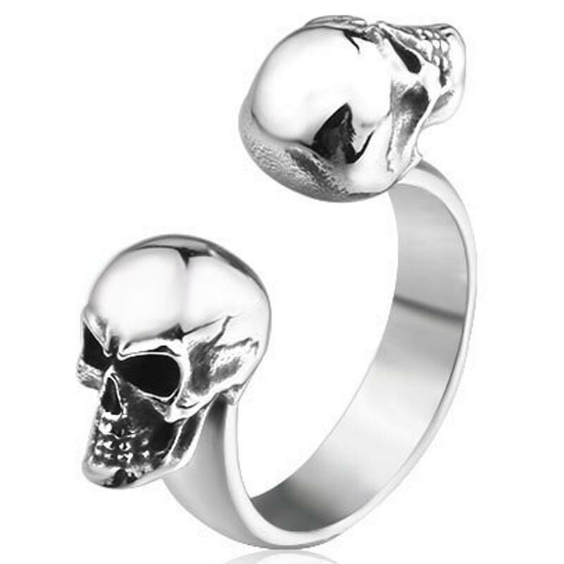 ダブルスカルステンレスリング Rsb033 サイズ 16号 17号 18号 19号 号 21号 22号 23号 24号 25号 26号 27号 28号 29号 30号 31号 32号 指輪 サージカルステンレス316l メンズ レディース ペアリング プレゼント ギフト フリーサイズ 彼氏 彼女 ドクロ 骸骨 ガイコツ