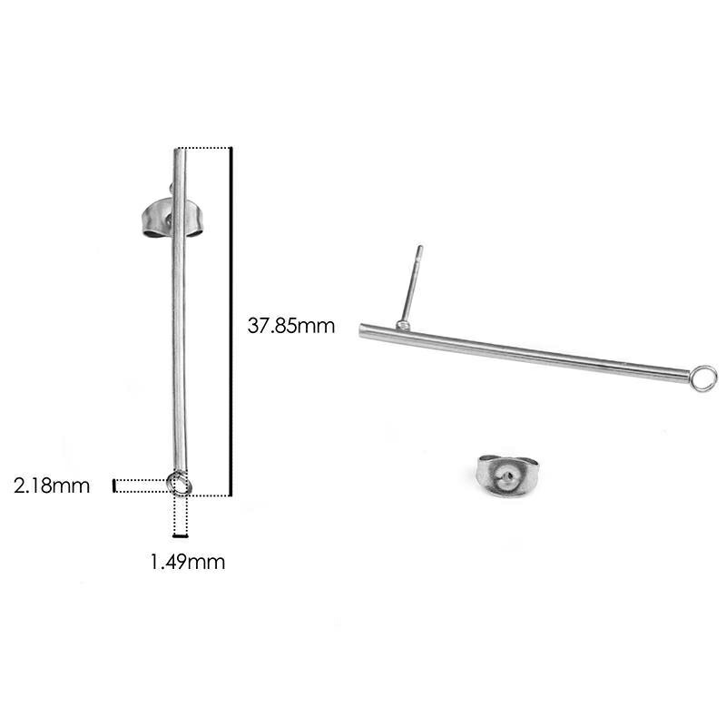 市場 DIY チャーム穴ありステンレスピアス キャッチピアス 銀色 ピアス作り 手作り ロングスティック 1ペア販売 キャッチ付き パーツ シルバー  ハンドメイド 金具