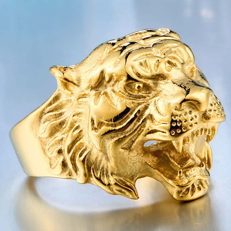 新品?正規品 指輪 ライオン ブラック 動物 ゴールド ギフト メンズ キラキラ ユニーク