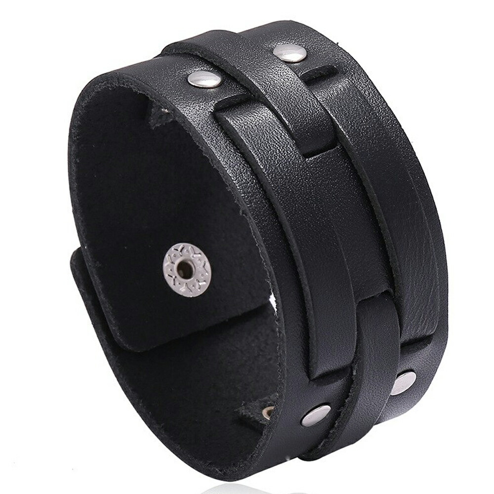 GUNZE ガボール 黒いレザーバングル 入荷now 口コミ GUNZE様専用 アクセサリー特別 - 黒いレザー