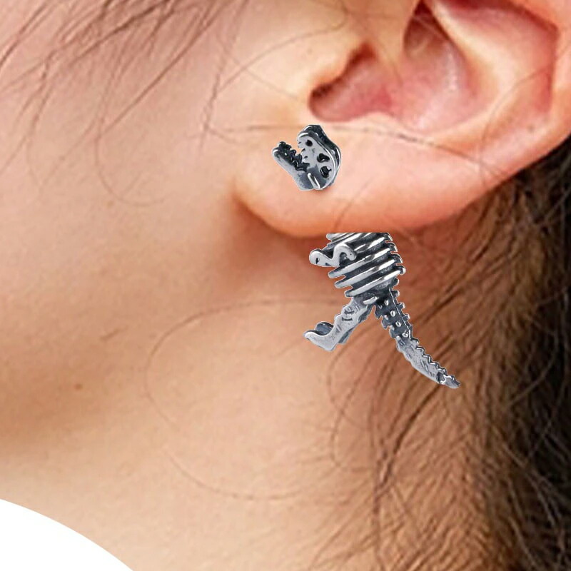 楽天市場】恐竜ピアス シルバー925 ティラノサウルス 化石 スタッド