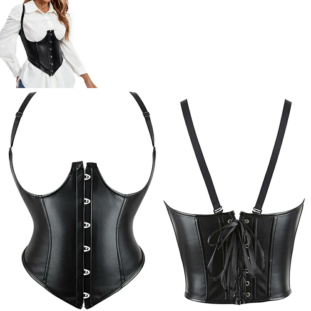 楽天市場】ブラックレザーベスト コルセット S M L XL 黒色 皮 革