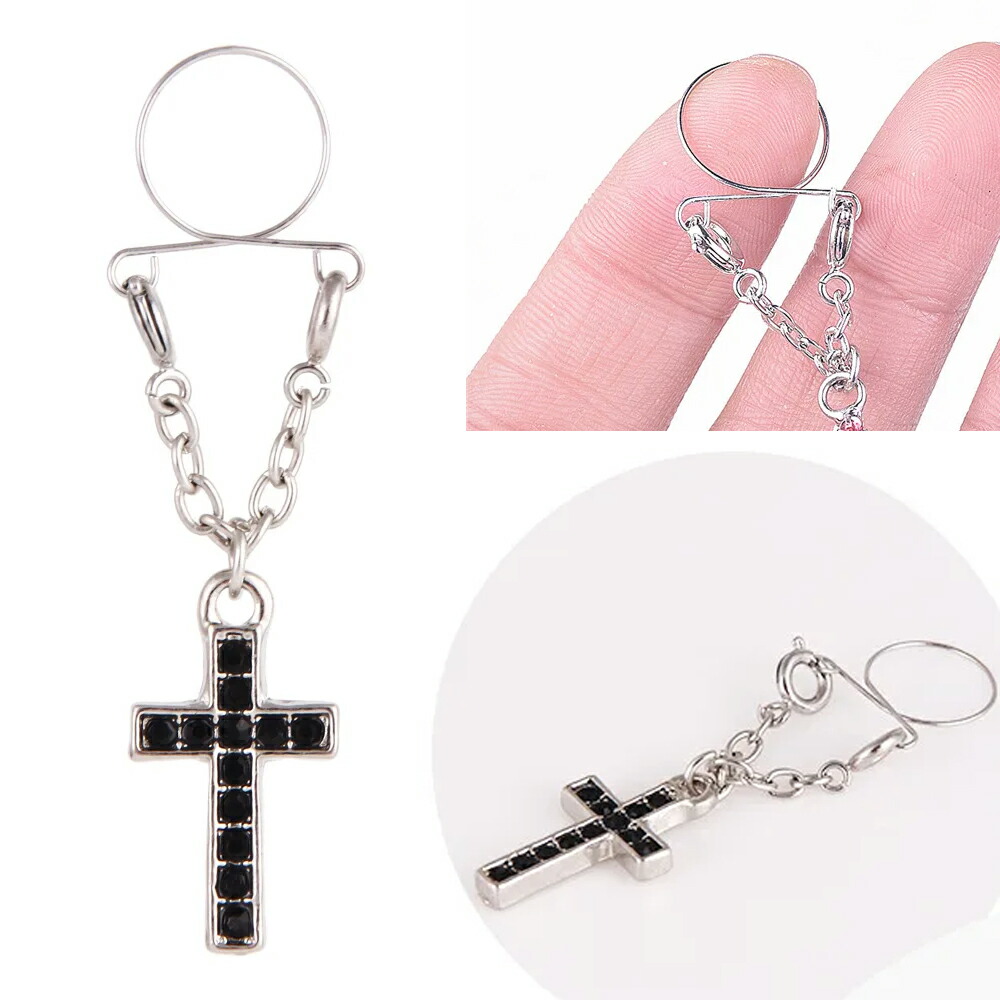 楽天市場】クリスタルロザリオクロス ニップルクリップ 1個販売 十字架