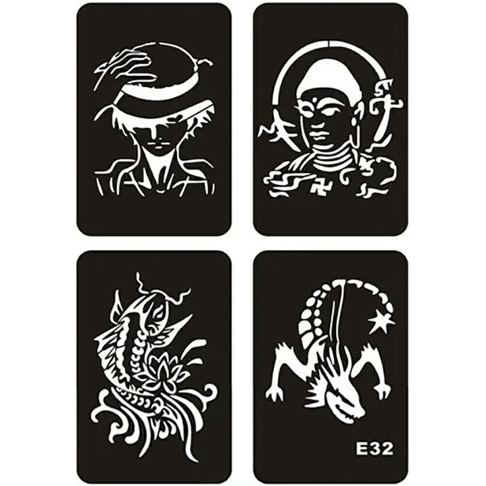 【楽天市場】ステンシルシートステッカー（E32） 1シート販売 手 足 ハンド 顔 フェイス フット 背中 肩 腕 腹 ヘナタトゥー シール