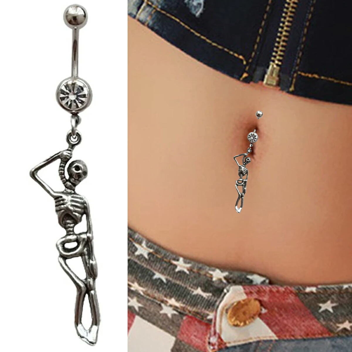 HYDE　へそピ ボディピアス　ヘソピ　スカル 楽天市場】[14G ヘソピアス ボディピアス] 処刑スカル へそピアス 14