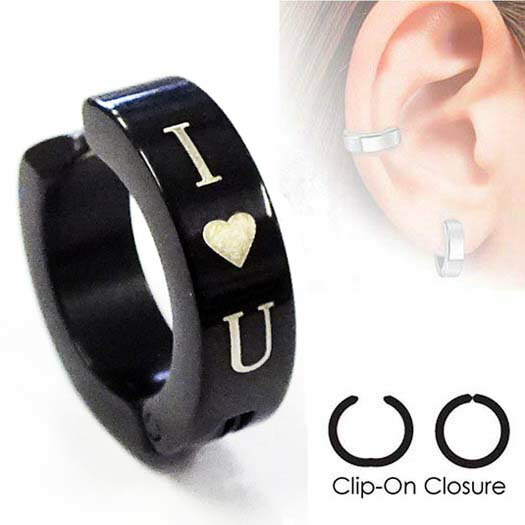 楽天市場】アイラブユーステンレスイヤリング 1個販売 ハート 英語 I