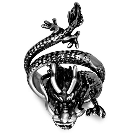昇竜ステンレス鋼輪っか（RMT311）大きさ/21号 火竜 龍 おもしろ 3D 立体 指環 サージカルステンレス316L メンズ レディース 有りの実輪っか 差し上げ物 差し上げ物 一緒になる エンゲージメント 不死化日 生まれ落ちる日 ピンキーリング ファランジリング
