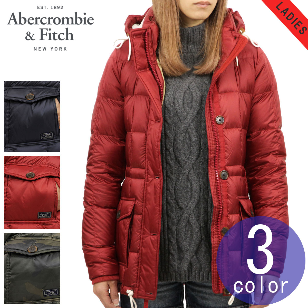 アバクロ アウター レディース 正規品 Abercrombie＆Fitch ジャケット グレイダッグ ダウンコート DOWN-FILLED PUFFER COAT