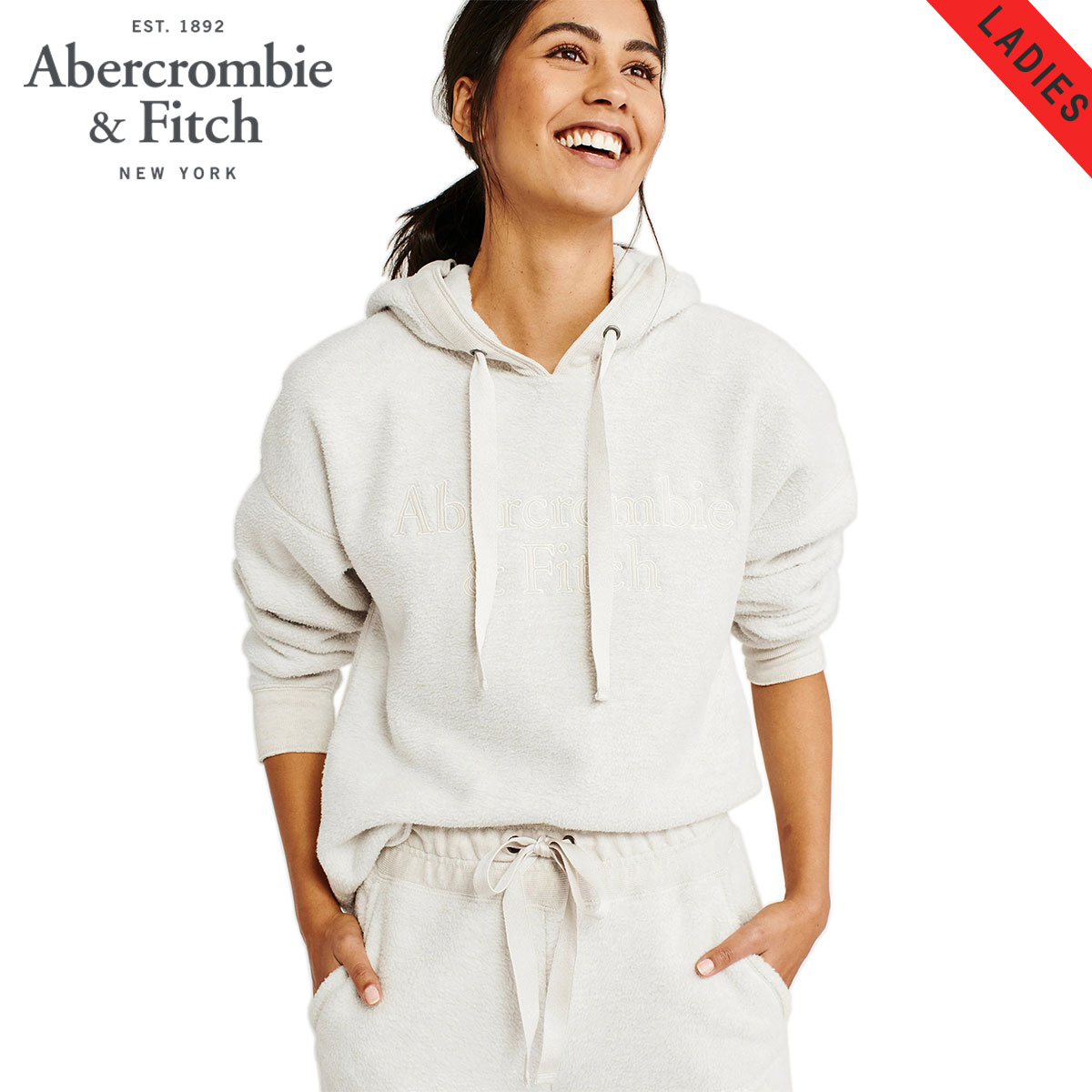 新品アバクロレディース刺繍ロゴジップパーカーＬ Abercrombie&Fitch - 新品アバクロレディース刺繍ロゴジップ