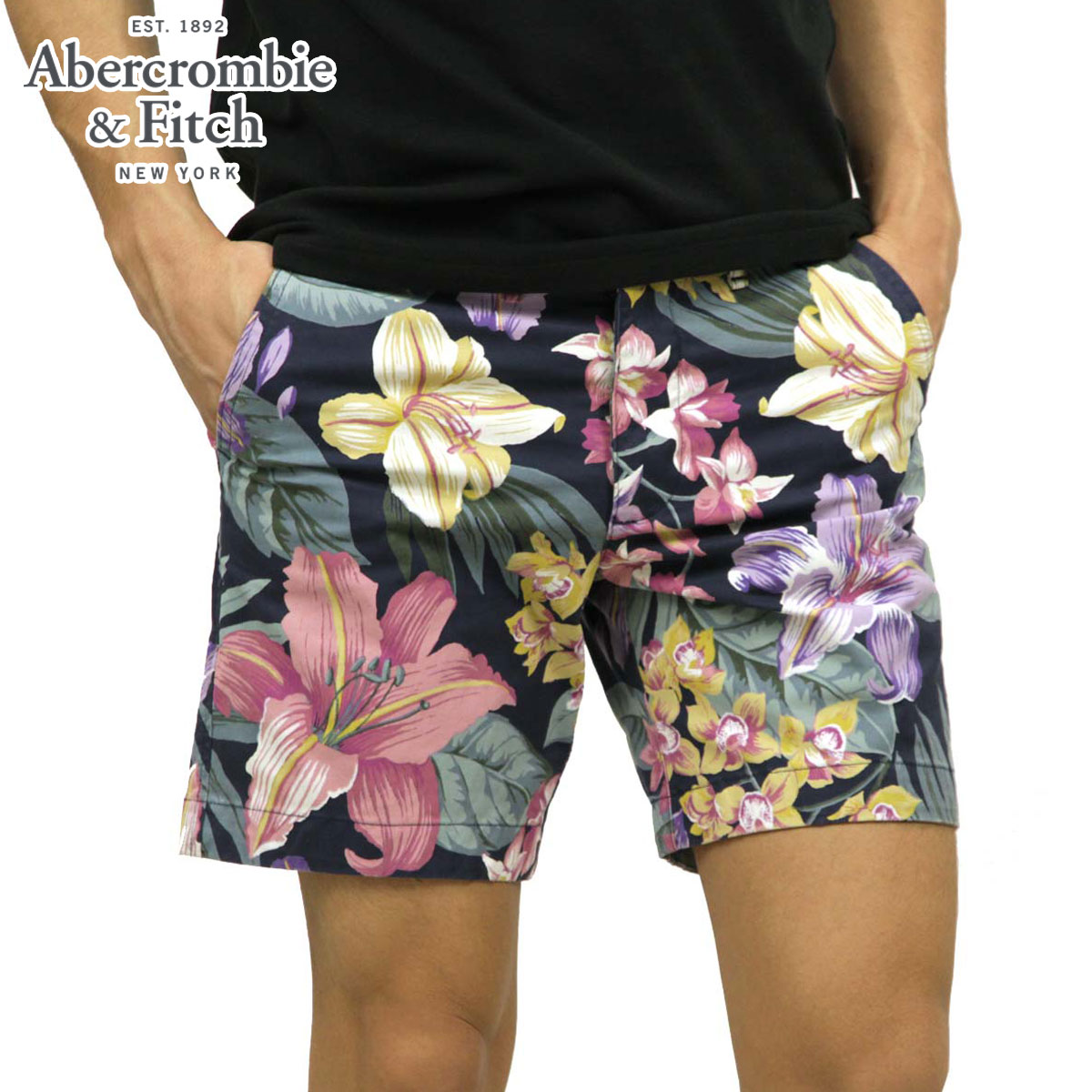 20%OFFセール 【販売期間 4/4 20:00～4/10 1:59】 アバクロ ショートパンツ メンズ 正規品 Abercrombie＆Fitch ボトムス ハーフパンツ PLAINFRONT SHORTS 7 INSEAM MID-LENGTH 128-283-0852-206