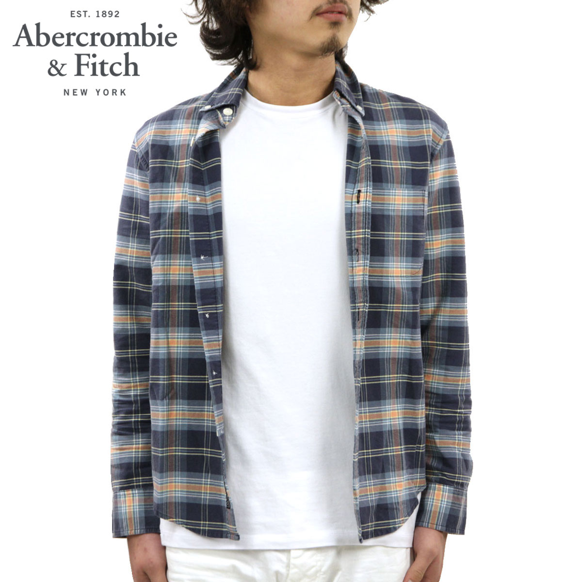 本物の 正規品 メンズ シャツ アバクロ Abercrombie Fitch D00s 125 168 2359 8 Shirt Oxford Plaid Bleached 長袖シャツ Www Casariva It